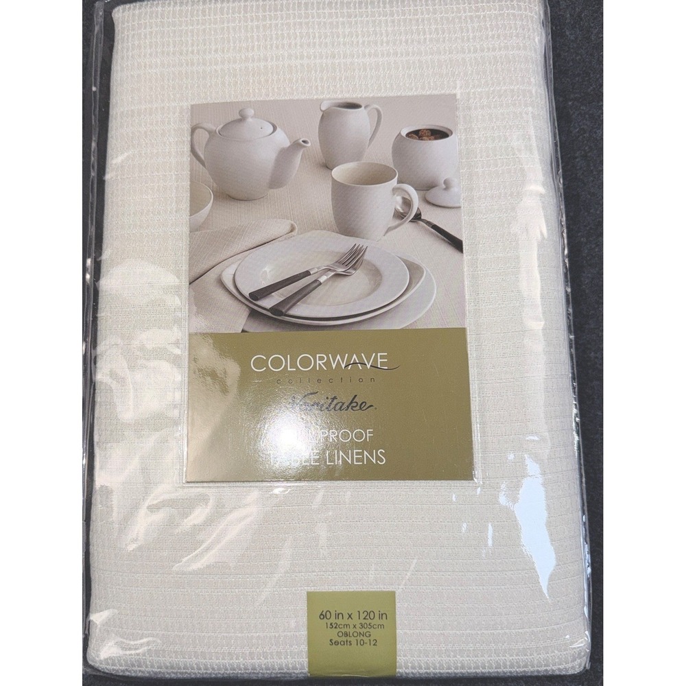 Noritake Colorwave Cream Spill Proof Tablecloth 60x120 Oblong Seats‎ 10-12 New